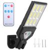 Solar wall light with 9 COB LEDs, PIR motion sensor, remote control, wireless design, and IP45 waterproof for garage, front door, and garden.