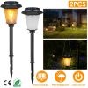 2 Pack Solar Flame Torch Lights, IP65 Waterproof Flickering Flame Stake Lamps for Garden, Pathway, Yard, and Landscape Decoration.