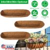 3Pcs 24in/30in/36in Trough Coco Liners For Planters Coconut Coir Planter for Window Box Hanging Trough Basket Half Moon Planter Liner Replacement For