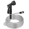 Heavy Duty Stainless Steel Garden Hose with 2 Spray Nozzles Kink Resistant Watering Kit