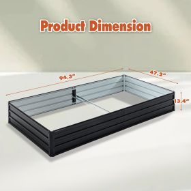 Outdoor Galvanized Raised Garden Bed Kit, Black Rectangle Planter For Vegetables, Fruits, And Herbs (Option: 8x4x1 FT)