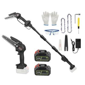 1Set 2-in-1 Cordless Pole Saw & Mini Chainsaw With 2Pcs 3000mAh Batteries 4in 6in Chains For Tree Trimming (Option: 1Set)