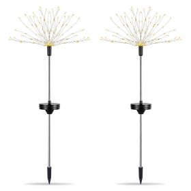 2Pcs Solar Powered Starburst Lights 240 LEDs Firework Lamp Garden Path Decor Lights (Option: 2PcsFireworkLightWarm)