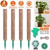 4 Pack Coco Coir Moss Pole Plant Support Kit for Climbing Indoor Plants