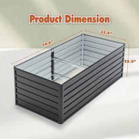 Outdoor Galvanized Raised Garden Bed Kit, Black Rectangle Planter For Vegetables, Fruits, And Herbs (Option: 6x3x2 FT)