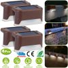 4Pcs Solar Powered LED Step Lights Outdoor IP55 Waterproof Dusk To Dawn Sensor Fence Lamps For Stairs Yard Railing
