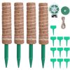 4 Pack Coco Coir Moss Pole Plant Support Kit for Climbing Indoor Plants
