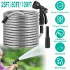 Heavy Duty Stainless Steel Garden Hose with 2 Spray Nozzles Kink Resistant Watering Kit