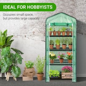 4 Tier PE Fabric Flower Rack with Black Iron Frame (Option: Green PE cover and black metal)