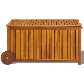 118x53x58cm, Original Colour, Outdoor Courtyard Wood Storage Box With Lid And Wheels (Option: Wood color)
