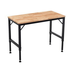 Heavy Duty Adjustable Workbench Rubber Wood Shop Table with Rubber Pads (Color: Black)