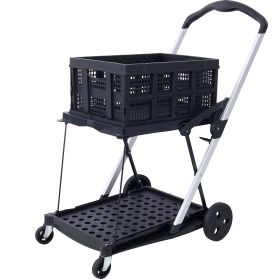 Foldable Utility Cart Portable Collapsible Wagon with Wheels (Color: Black)