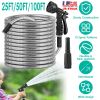 Heavy Duty Stainless Steel Garden Hose with 2 Spray Nozzles Kink Resistant Watering Kit