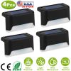 4Pcs Solar Powered LED Step Lights Outdoor IP55 Waterproof Dusk To Dawn Sensor Fence Lamps For Stairs Yard Railing