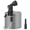 Heavy Duty Stainless Steel Garden Hose with 2 Spray Nozzles Kink Resistant Watering Kit