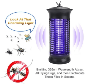 Electric Fly Gnat Killer Lamp Pests Fly Insect Trap Mosquito Bug Zapper 4,000V (Color: Black)