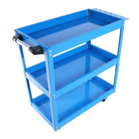 3 Tier Rolling Tool Cart on Wheels Heavy Duty Steel Utility Mechanic Cart with Lockable Wheels (Color: Blue)