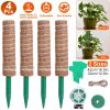 4 Pack Coco Coir Moss Pole Plant Support Kit for Climbing Indoor Plants
