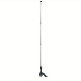Stand Up Weed Puller Replacement Head Aluminum Claws Manual Root Remover Tool (Color: Black+ 3 Section Pole)