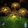4 Pack solar garden firework lights with 120 LED copper wire, waterproof stake lamps, remote control, 8 lighting modes for outdoor décor.