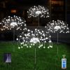 4 Pack solar garden firework lights with 120 LED copper wire, waterproof stake lamps, remote control, 8 lighting modes for outdoor décor.