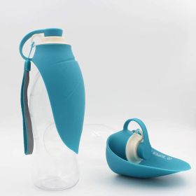 Portable Pet Drinking Fountain Cup with Food Storage Container (Color: Blue)