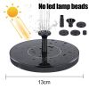 Solar floating water fountain pump with colorful LED lights, 18/16/13cm size, for pools, ponds, waterfalls, and outdoor garden décor.