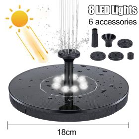 Solar floating water fountain pump with colorful LED lights, 18/16/13cm size, for pools, ponds, waterfalls, and outdoor garden décor. (Ships From: China, Color: 18cm white led)