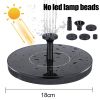 Solar floating water fountain pump with colorful LED lights, 18/16/13cm size, for pools, ponds, waterfalls, and outdoor garden décor.