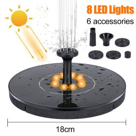 Solar floating water fountain pump with colorful LED lights, 18/16/13cm size, for pools, ponds, waterfalls, and outdoor garden décor. (Ships From: China, Color: 18cm warm led)