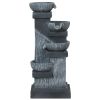 33.5" Water Fountain, 4-Tier Resin Cascading Bowls Outdoor Waterfall Fountain with LED Lights