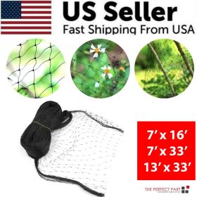 33FT Anti Bird Netting Pond Net Protection Tree Crops Plants Fruits Garden Mesh (Length: 7FT x 16FT, Net Color: Black)
