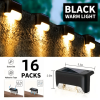 Solar Deck Lights Outdoor 16 Pack Waterproof LED Step Lights for Stairs Fence Patio Yard