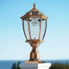 20"(H) Golden Solar Powered LED Outdoor Lantern, Vintage Garden Light for Pathways, Yards, and Patios (1-Pack)
