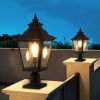 21"(H) 2-Pack Outdoor Post Lantern Light  Vintage Black Metal & Clear Glass Pillar Lamp