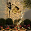 Outdoor solar watering can light, retro metal lantern with hanging LED string lights, waterproof garden decorative solar-powered yard décor.