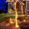 Outdoor solar watering can light, retro metal lantern with hanging LED string lights, waterproof garden decorative solar-powered yard décor.
