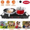 Portable dual burner electric stove with 2000W power, 5 heat levels, fast even cooking, and compact design for apartments, RVs, and patios.
