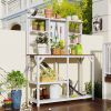 64.6 Inch Large Wooden Outdoor Potting Bench with Shelves