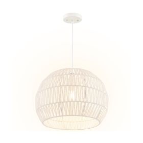 Adjustable Hanging Rope Farmhouse Rattan Pendant Lights Cage (type: Style A, Color: As pic show)