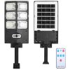 Solar wall light with 252 LEDs, PIR motion sensor, remote control, and IP65 waterproof design for garage, front door, and garden use.