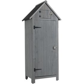 30.3"L X 21.3"W X 70.5"H Outdoor Storage Cabinet;  Wooden Tool Shed (Color: Gray)