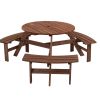 Circular Outdoor Wooden Picnic Table with Built In Benches 1720LB Capacity