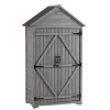 Outdoor Wooden Storage Cabinet with Shelves and Latch Garden Tool Shed