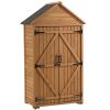 Outdoor Wooden Storage Cabinet with Shelves and Latch Garden Tool Shed
