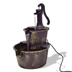 2 Tiers Outdoor Barrel Waterfall Fountain with Pump (SKU: OP3359)