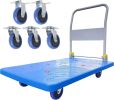 Extra Large Foldable Push Cart,Heavy Duty Capacity 660 lbs,360 Degree Swivel Wheels,Foldable Push Hand Cart for Loading and Storage