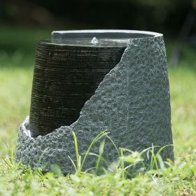20x20x18" indoor outdoor Polyresin Water Fountain, Unique Broken Urn Fountain with Light (Color: as Pic)