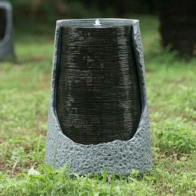 17x17x26 inch polyresin water fountain with broken urn design and built-in light for indoor and outdoor garden, lawn, backyard, and porch décor. (Color: as Pic)