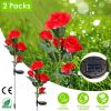 2Pcs Solar Powered Lights Outdoor Rose Flower LED Decorative Lamp Water Resistant